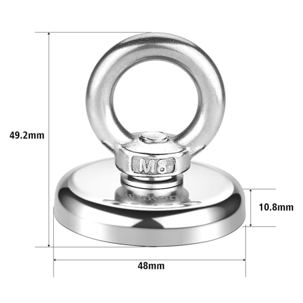 Kraftfull Neodymiummagnet Diameter 48mm Tjocklek 12mm 75kg Dragningskraft Pot Klämma Återvinningsmagnet