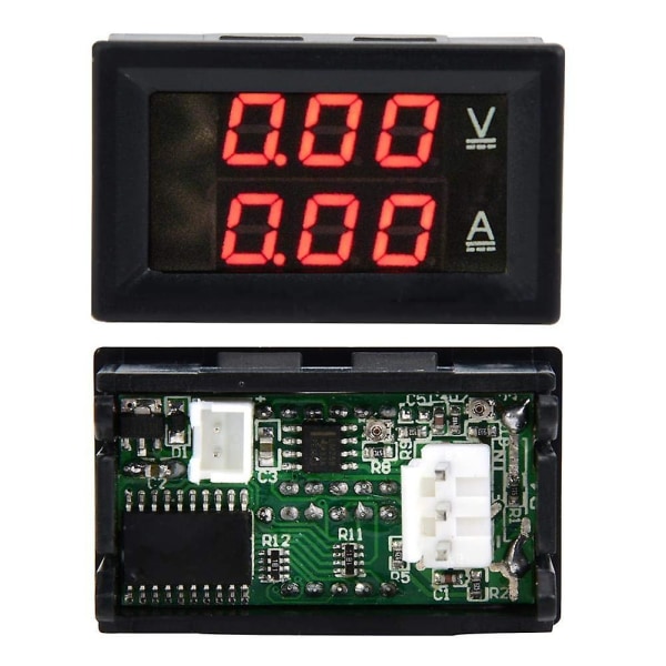 Digitalt voltmeter amperemeter Dobbelt LED-skjermpanel Voltmåler amperemåler Digital spenningsstrømmåler tester (2stk, svart)