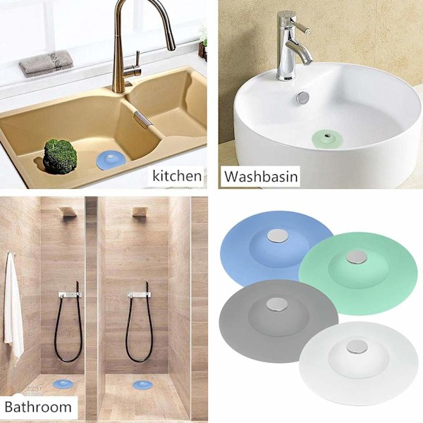 Badkarspropp 2-pack, 10 cm (Vit) Silikonavloppsplugg Sänker Proppplattans Sugkoppling för Kök Badrum och Tvättrum