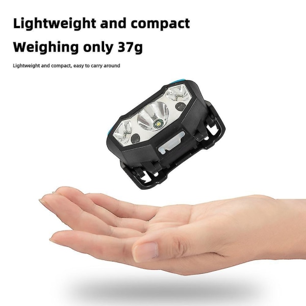 USB uppladdningsbar led-strålkastare, ultralätt Bekväm Super Bright Vattentät, för löpning, vandring, cykling