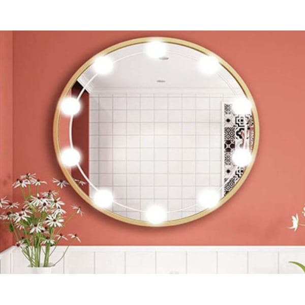 Badeværelsesvæglampe LED Vanity Spejl Pære Spejl Lys Foran Badeværelsesspejl Lys Vanity Spejl Pære, 10 Pærer, Hvidt Lys
