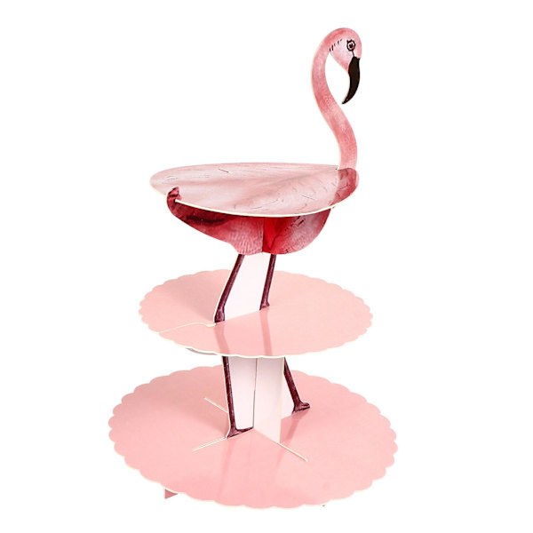 Kreativ Flamingo-formad Kakställ Tre-lagers Dessertställ Papperskakställ Rosa 44,5X29cm Pink 44.5X29cm