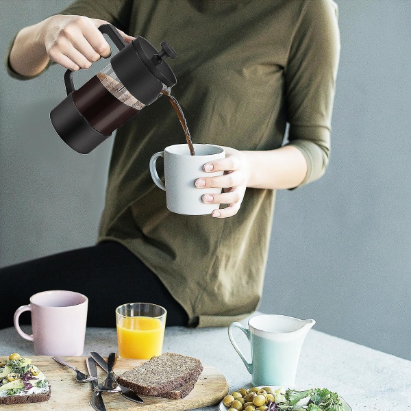 French Press kahvinkeitin 12 unssia, sakeutettu borosilikaattilasinen kahvipuristin ruostumaton ja astianpesukone