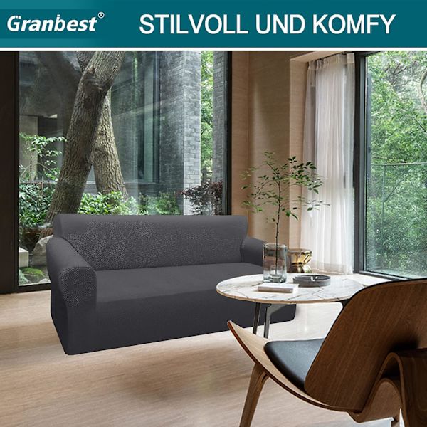 Elegant Tyk Sofa Betræk - Elastisk Jacquard Sofa Betræk Med Armlæn Til Stue - Skridsikker