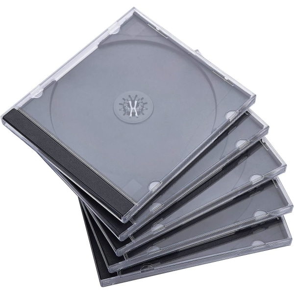 25 Pack Standard Single Clear Cd Case With Assembled Black Tray