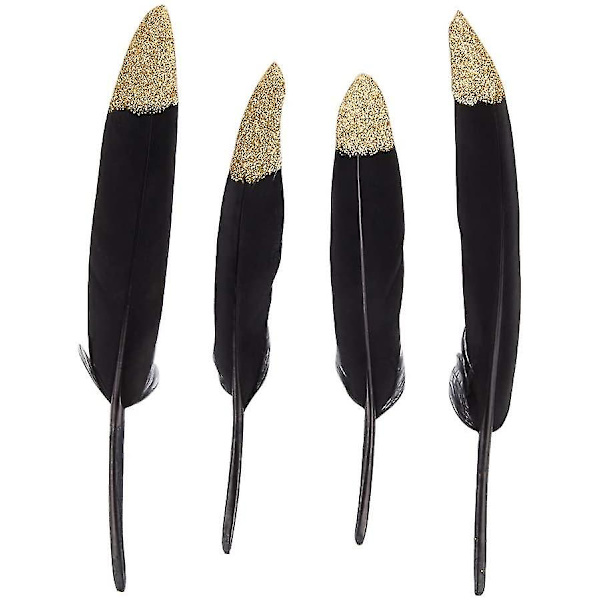 Farverige fjer, 40 stk Guld/sølv Rød/sort Dyppede fjer Dekoration, Ideel 14-20cm