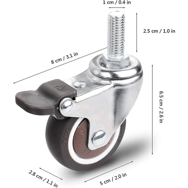 Kalustepyörät, 4 kpl pyörivät pyörät, M10x25mm universaali kalustepyörät, kantavuus 40kg/pyörä