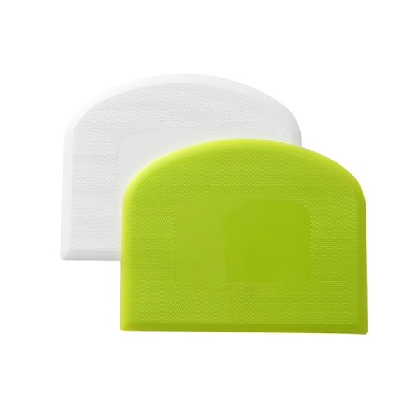 2 stycken degspadar, matvänlig plast, degkniv, flexibel bänk, mångsidiga matskrapor för bröd, vit, grön