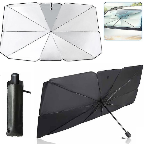 Auton aurinkosuoja tuulilasi aurinkovarjo, titaani hopea kangas taitettava tuulilasi aurinkovarjo sateenvarjo
