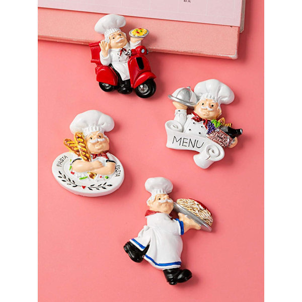 Kyl- och frysskåpsmagneter Set Euramerican Style 3D Resin Kock Bröd Kylskåpsmagnet Hem Kök Dekoration Tillbehör Resesouvenirer