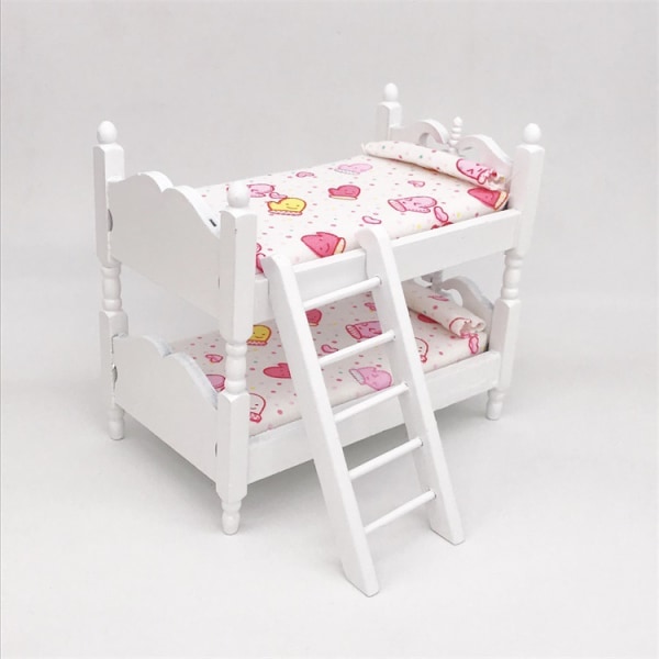 Toy Dollhouse Miniatyrhusmöbler för dockhus，Säng Miniatyrdockhussängsäng Leksakssäng Dockhusdocka i trä，