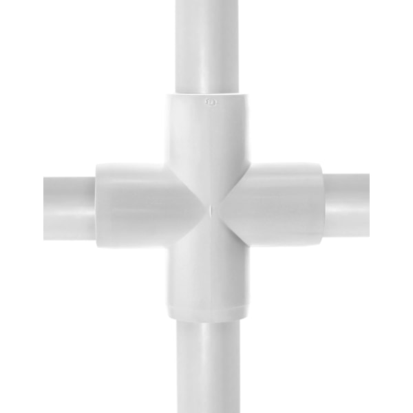 4-veis 1\" kryss PVC-rørkobling, 8-pakning PVC-rørkobling, møbelkvalitet, for bygging av møbler og PVC-konstruksjoner, hvit