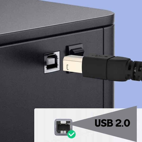 USB-kabel för skrivare 5 meter Skrivar kabel 2.0 Svart A/B Ren koppar Kvadratisk port Skrivardatakabel