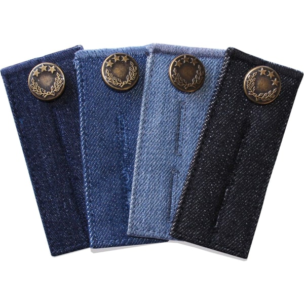 Denim taljeforlængerknap til jeans og nederdel Komfortable metalknapper 4 stykker assorterede farver
