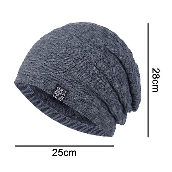 1 st Hat till Män Vinter Varma Hattar Stickad Slouchy Tjock Skallehatt Grå gray