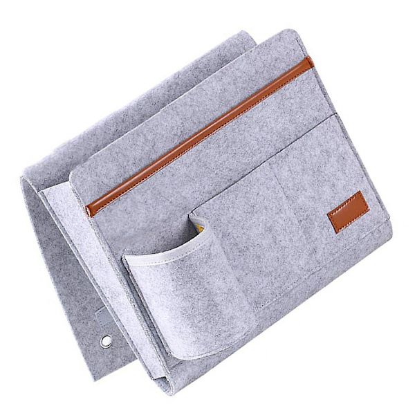 Filtsofa Armlæn Caddy Organizer Praktisk Sofa Sengeside Stolholder Lysegrå 31X28cm Light Grey 31X28cm