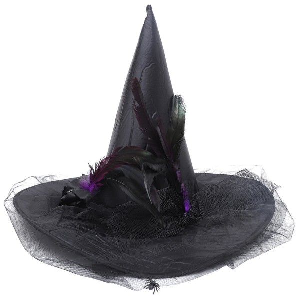 Prom Tiara Halloween Wizard Hat Mysterious Witch Hat Cosplay Witch Hat Carnival Witch CapBlack49X40CM