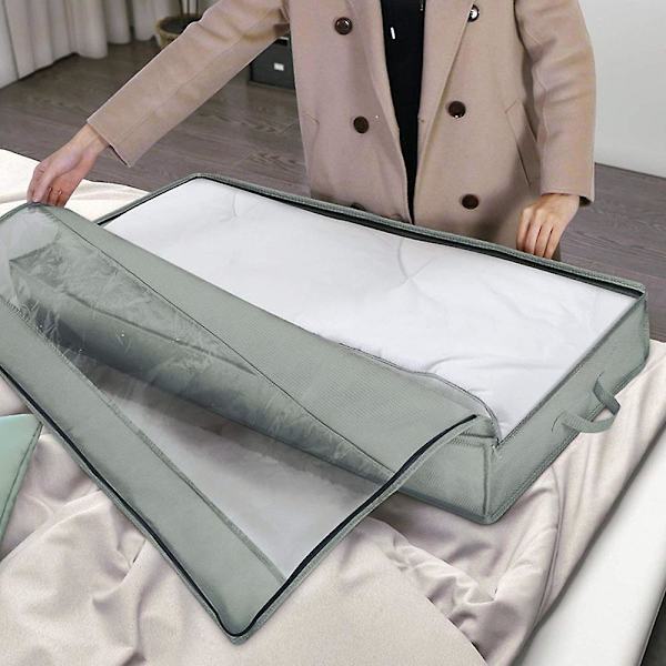 2-pakks Underbed Oppbevaringspose Organizer, Med Høy Tetthet Håndtak Og 1 Klar Vindu, Robust Oxford Stoff Tepper Komfortabel Oppbevaring Mørk grå Dark gray