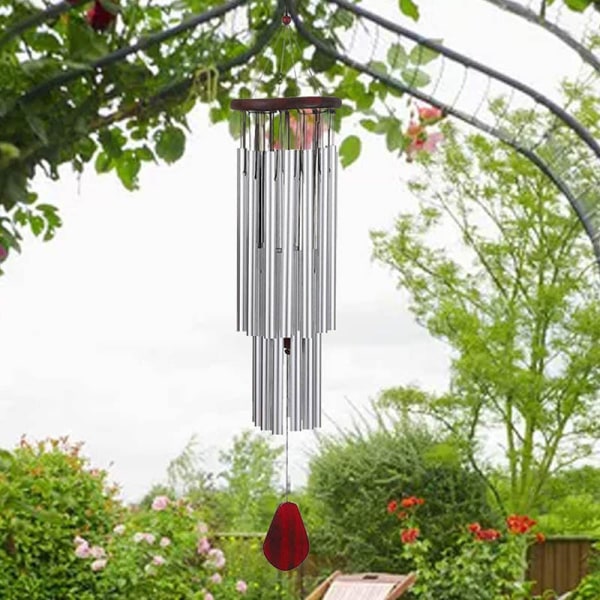 2pcs Wind Chimes – Outdoor Windchime with  Tubes Tuned to B Pentatonic Scale,  Rustproof Aluminum, Powder Finish &  Hook Hanger for Sympathy, Memori