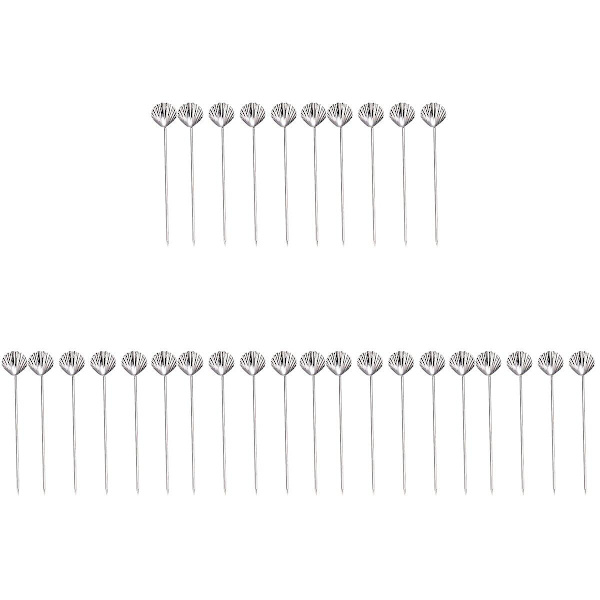 30 stk. 304 Rustfrit Stål Frugt Picks Premium Skal Formet Cocktail Picks Dessert Picks Til Middag 30 pcs 11.5*0.2cm
