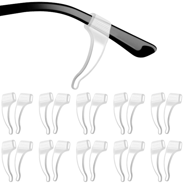 20 Paria Silikonisia Lasienpidikkeet, Korvakoukut Laseille, Lasienpidike, Silmälasien Jalat 20 Pairs Transparent