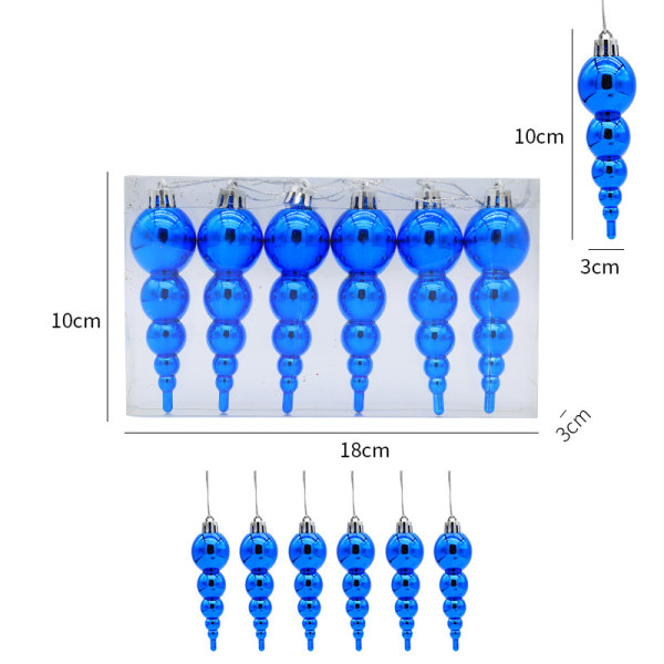 6 i en boks 4 in.10cm  Juletrær Grønnstreng Plast Festival Ball Plating Dekorasjon Julepynt