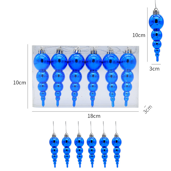 6-pack 4 tum/10 cm Julgranspumpa Sträng Plast Festival Boll Plätering Dekoration Julgranspynt