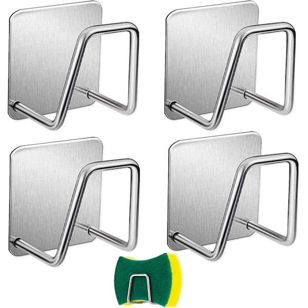 Multifunksjonell Lim-krok uten boring 4 stk Kjøkken Svamp Holder Multibruks Krok Kjøkkenvask Holder For Svamp Skrapere Håndkle Holder Børst Dis