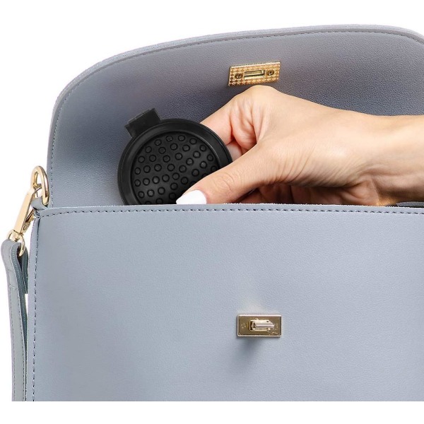 Vikbar resehårborste med spegel, minikam/våta borstar, kompakt handväska Pocket hårmassagekombination för kvinnor och flickor (3st, svart)