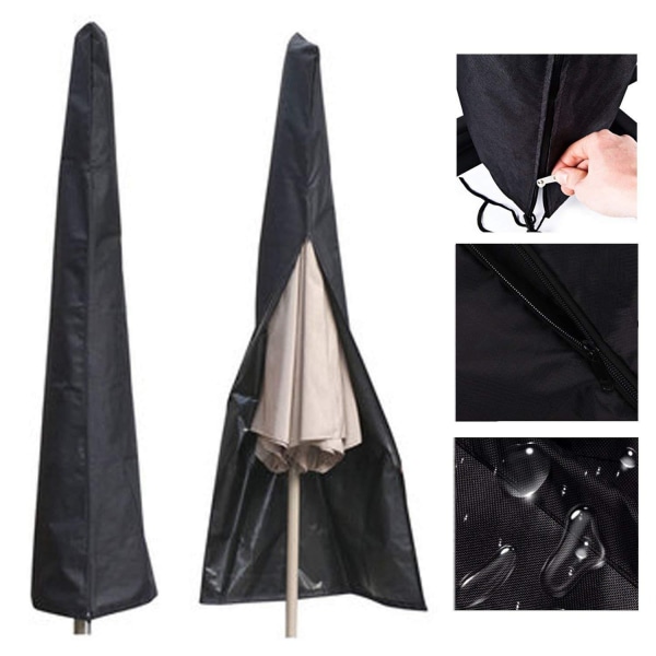 Paraplydeksel for paraplyer, vanntett og slitesterk markedsparaply parasolltrekk med glidelås, svart