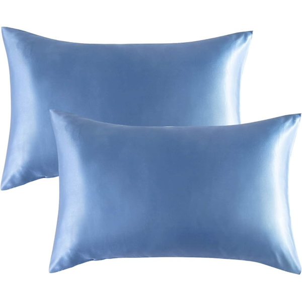 Satin Kuddeöverdrag för Hår och Hud, 2-pack - Standardstorlek Kuddeöverdrag - Satin Kuddeöverdrag med Kuvertstängning Ljusblå 20 x 29 Airy Blue 20  x 29
