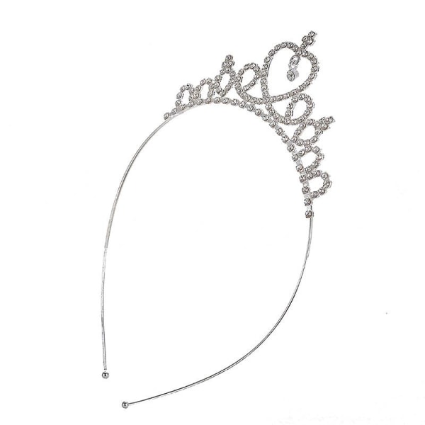 6st Rhinestone Princess Crown, Flickor Pannband Hårbåge, Kristall Hjärtformad Lättviktskrona, Festhuvudbonader Bröllopshårtillbehör för brud, B