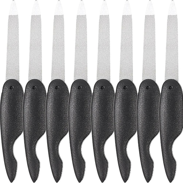 8 st Metallvikbara Nagelfilar Dubbelsidig Nagelfil Buffert Fingernaglar Tånaglar Manikyrfiler Svart13 Black 13.5x2cm