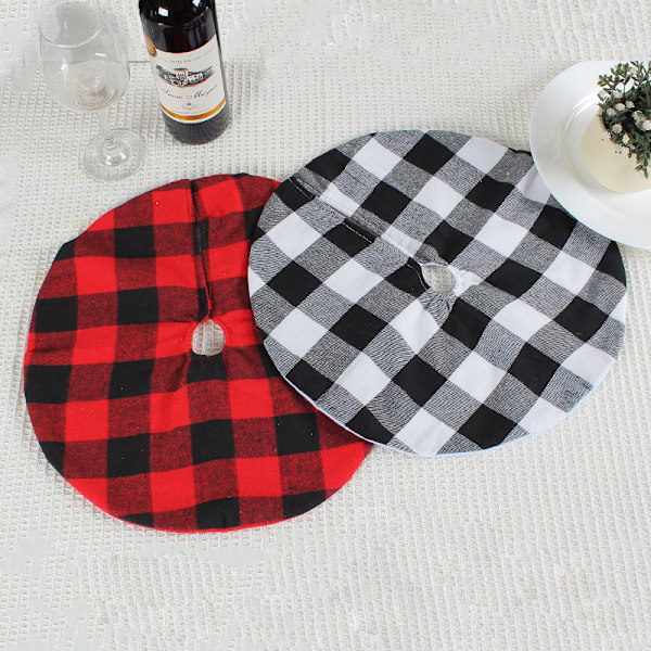2 kpl Buffalo Plaid -joulukuusen helma, joulukuusen matto maatilan joulujuhliin sisä- ja ulkokäyttöön