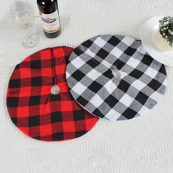 2 st Buffalo Plaid Julgransskjort 15 tum, Julgransskjortar för Konstgjorda Träd God Jul Juldekorationer för Hemmet