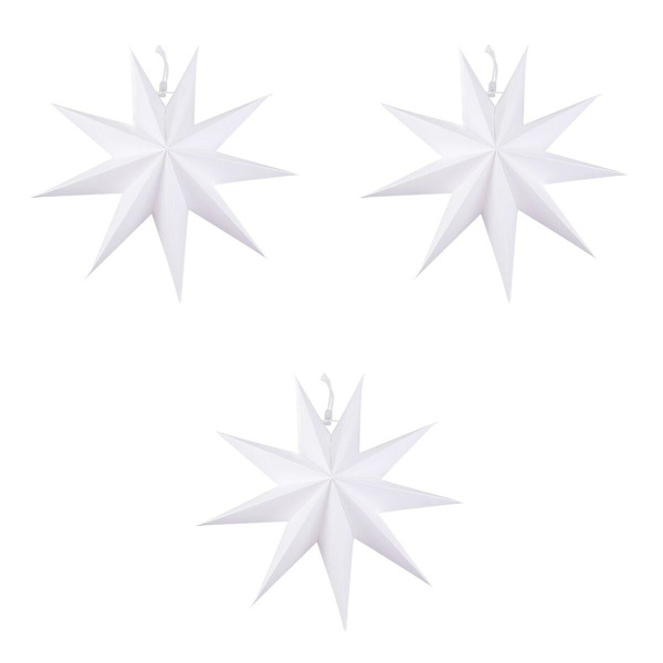 3 stk. Papirlampeskærm Håndlavet Stjernelanterne Miljøvenlig Lampetilbehør 30cm (hvid) 3stk 3pcs