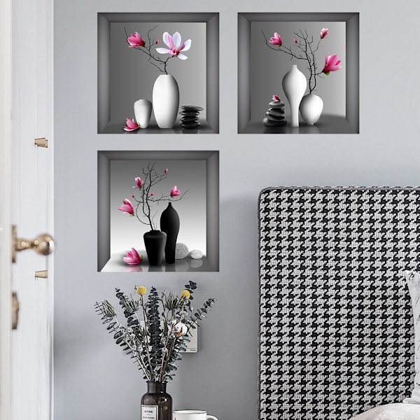 3 kpl Orkidea Canvas-taulu Elegantti Puu Maljakossa Garland-maalaus Moderni Kuvio Kuva Koti Sisustus Seinätaide Canvas Itsekiinnittyvä Cham