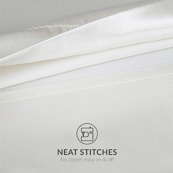 Satiininen tyynyliina hiuksille ja iholle, 2-pakkauksessa - Standard-kokoinen tyynyliina - Satiininen tyynynpäällinen kirjekuorilukituksella, puhdas valkoinen 20 x 36 Pure White 20  x 36