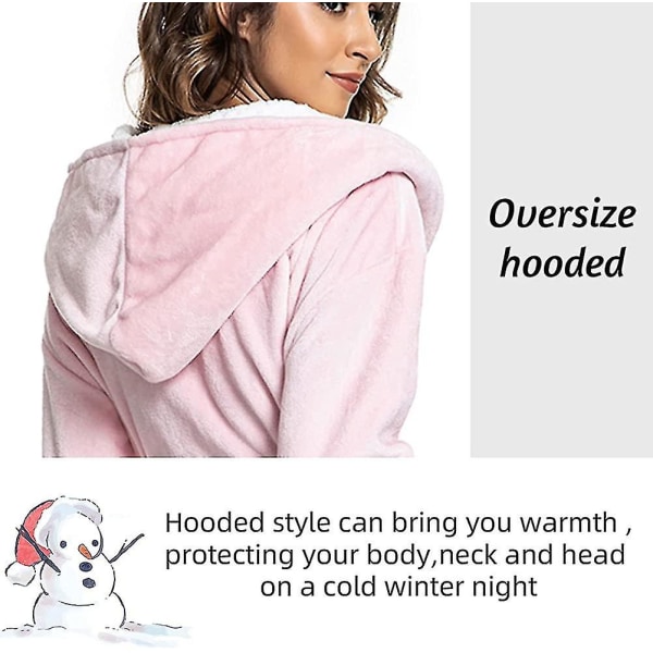 Naisten pehmeä ja pörröinen fleece-huppari, kylpytakki, pyyhetakki, luksus