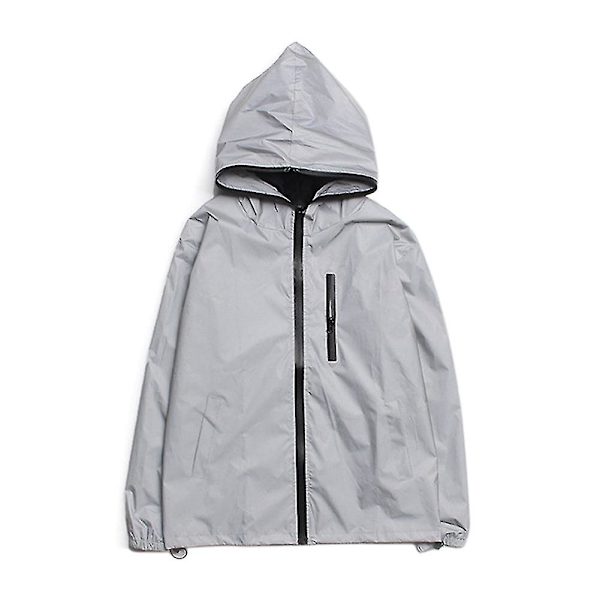 Reflekterende Trenchcoat med Hætte til Mænd og Kvinder - Natklubtøj - Vindjakke 4XL 4XL