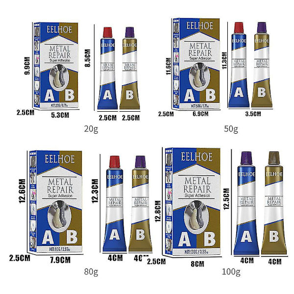 20/50/100g Metal Reparations AB Limsæt Adhæsiv Lim Varmebestandig Permanent Jern Tætning Defekt Reparation Støbegods Lim 1PC80g 1PC 80g
