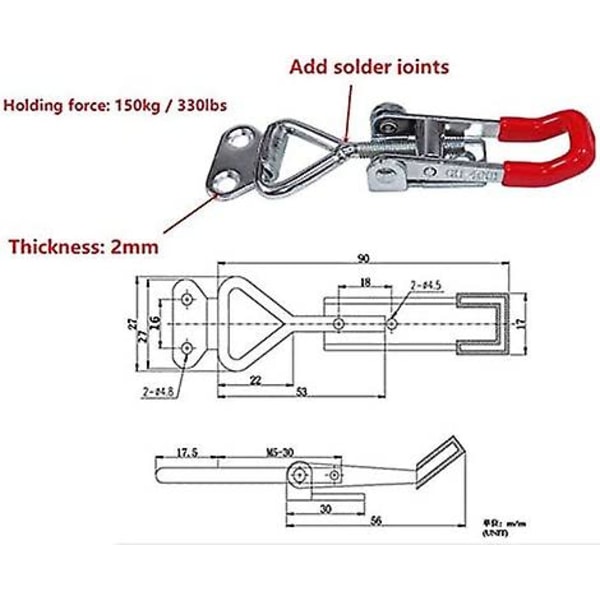 Metallisk vippehake, 4 stk Gh-4001 Justerbare sammenføyningsvippehaker, klemmehake for skap, dør