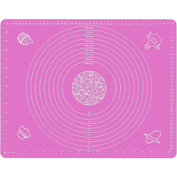 Plastrullmatta med degkudde Silikonbakmatta för konditorivaror Rulladeg med mått (20" x 16", rosa)