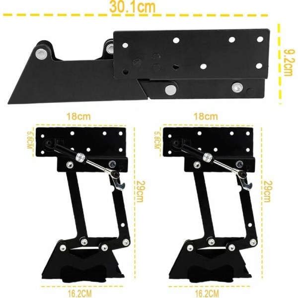 KaffeBordsgångjärn Lyft Upp Fjäder KaffeBord Fjädergångjärn 1 Par 50kg/100lb Multifunktionell Luftfjäder Lyft KaffeBord Lyft Ram för Bord