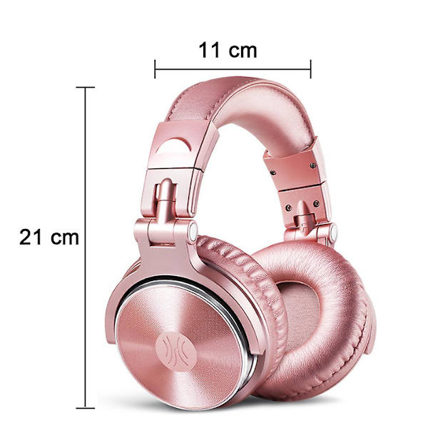 Över-öronhörlurar, Trådbundna Basheadset, Vikbara Lätta Hörlurar Med Delningsport Och Mikrofon För Inspelning Övervakning Podcast Gitarr PC TV Roséguld Rose gold