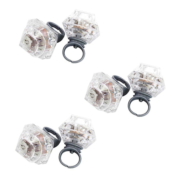 6 stk Simulerte Diamant Finger Ringer LED Lysende Ringer Blinkende Leke Partygaver 3,5X4,4cm 3.5X4.4cm