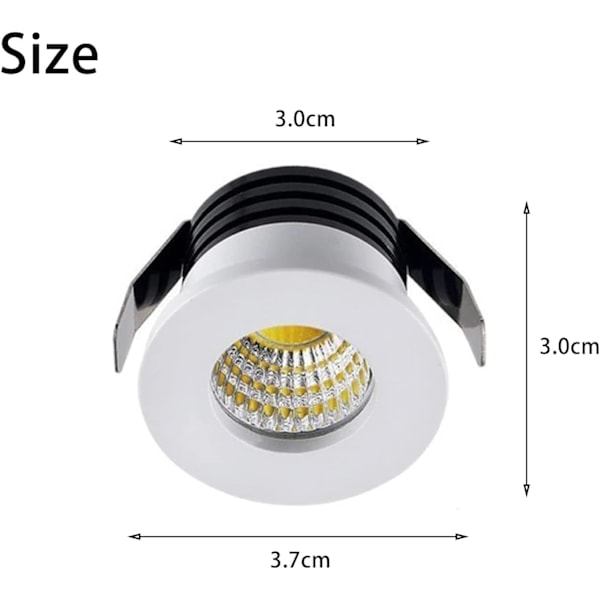 5-pak 3W LED forsænkede spotlights, LED forsænkede små skabe Mini Spot-lampe Loft Downlight Kit Armatur (varmt lys)