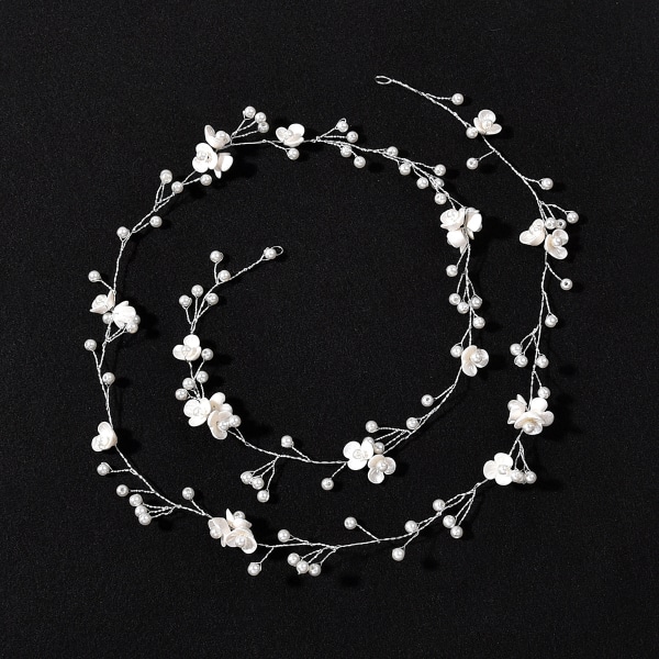 Brudslöja med pärlblommönster och blad, hårviner, brudaccessoarer för kvinnor och flickor