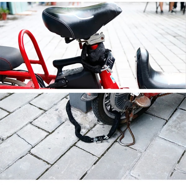Sykkelkjedelås med 3 nøkler, [101cm/5mm] Sikkerhet med høy hardhet vanntett sykkellås, nøkkellås for sykkel, dør, motorsykkel