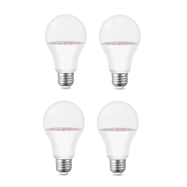 4 stk LED-vekstlys pære 18 LED Full Spectrum 9W E27 Vekstpærer Kompatibel med Innendørs Hydroponikk Blomster Pl